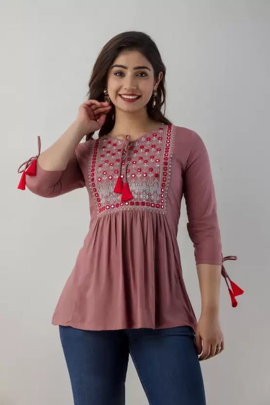 Casual Regular Sleeves Embroidered Women Top