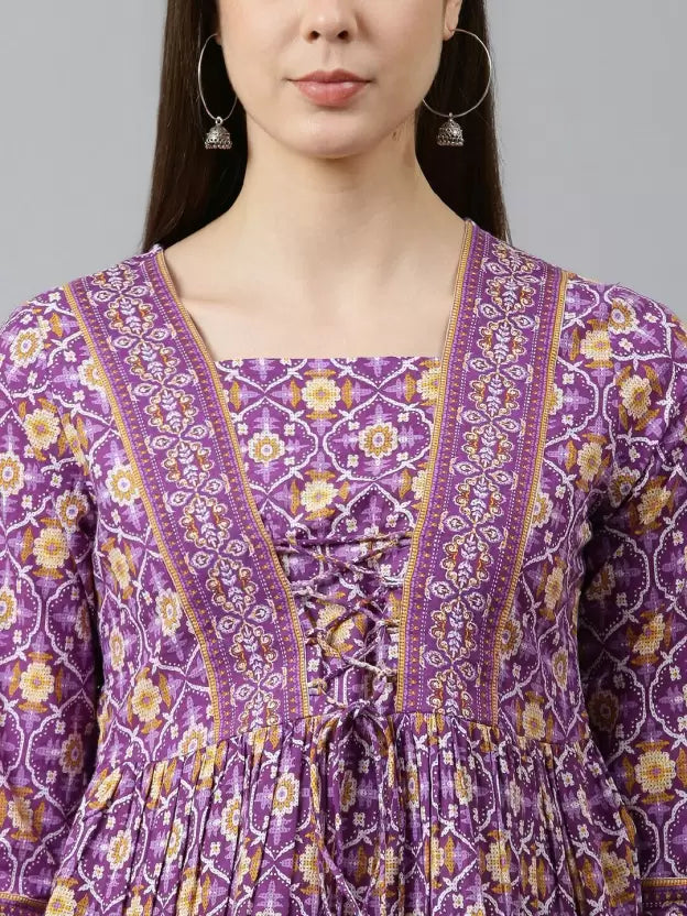 Casual Regular Sleeves Printed Women Purple Top