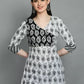 Casual Regular Sleeves Printed Women White Black Top