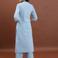 Checked Mandarin Collar Straight Kurta with Trousers