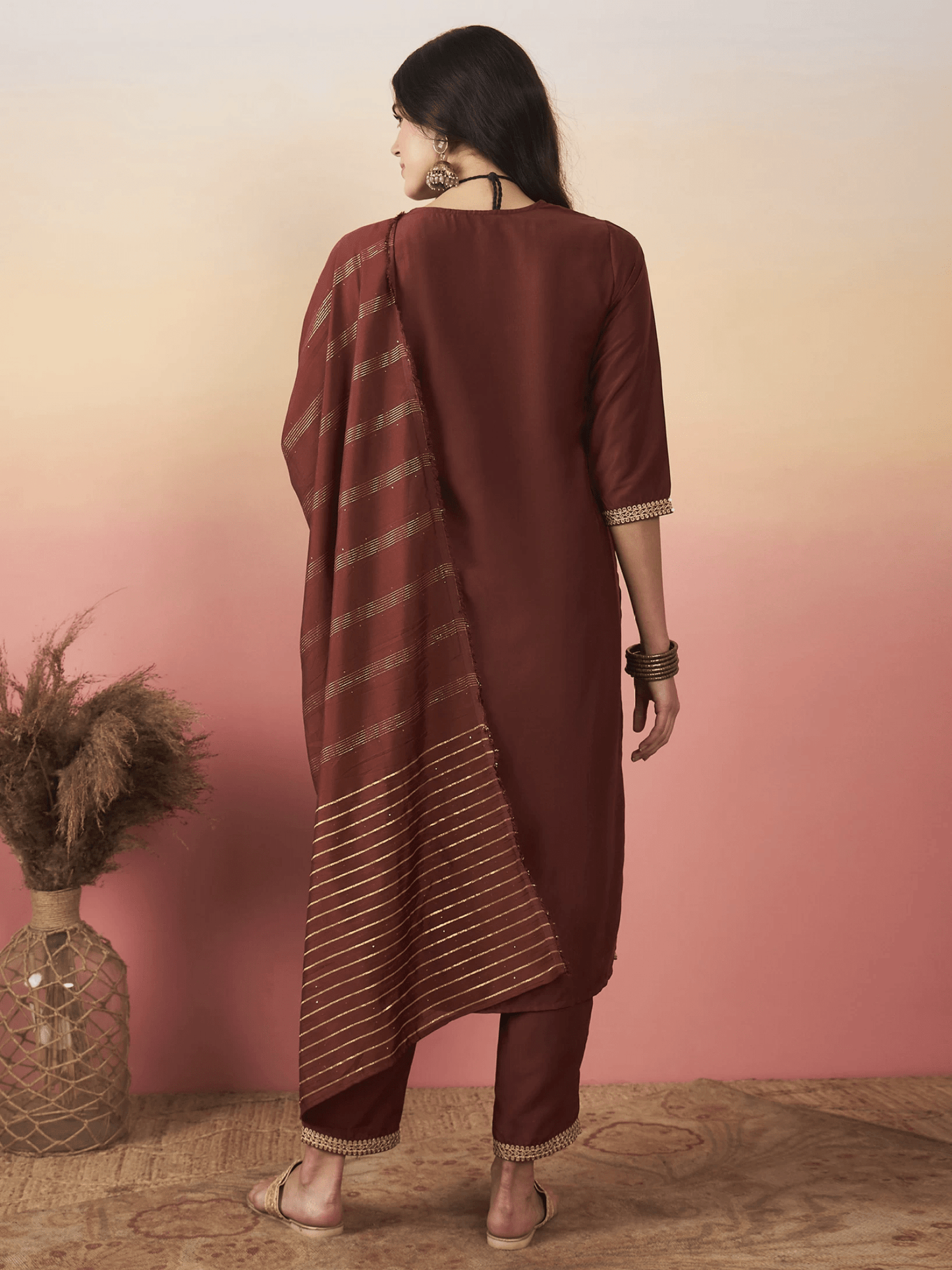 Women Cotton Blend Kurta Palazzo Set