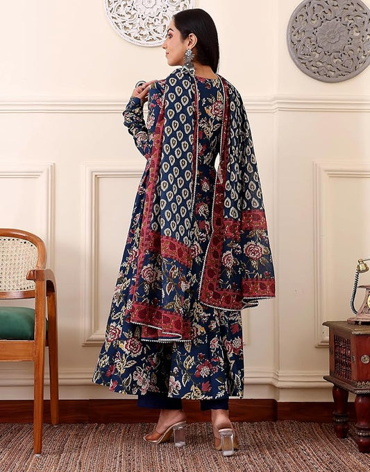 Women's Viscose Kurta and Pant with Dupatta Set