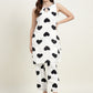 White & Black Heart Printed Sleeveless Pure Cotton Kurta & Pant Set
