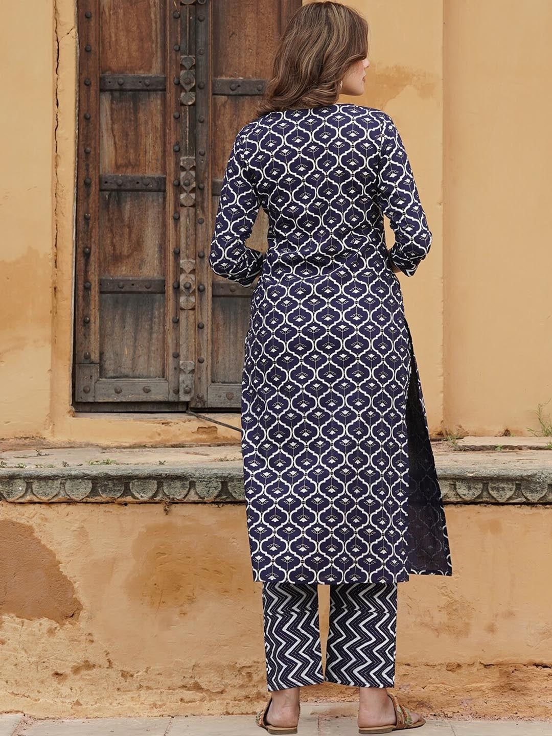 Printed Gotta Patti Kurta With Trousers & Dupatta