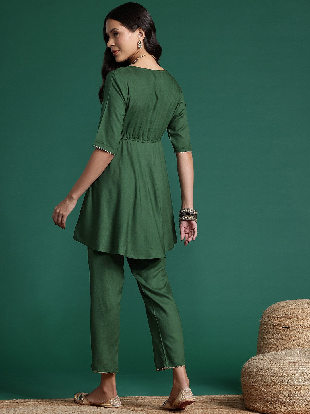 Gotta Patti & Mirror-Work Empire Kurta with Dhoti Pants