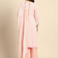 Floral Embroidered Pink Kurta with Trousers & Dupatta