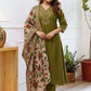 Women Silk Embroidered Kurta and Pant Set with Dupatta