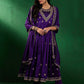 Embroidered Zardosi Zari Sequined Velvet A-Line Kurta With Palazzos & Dupatta