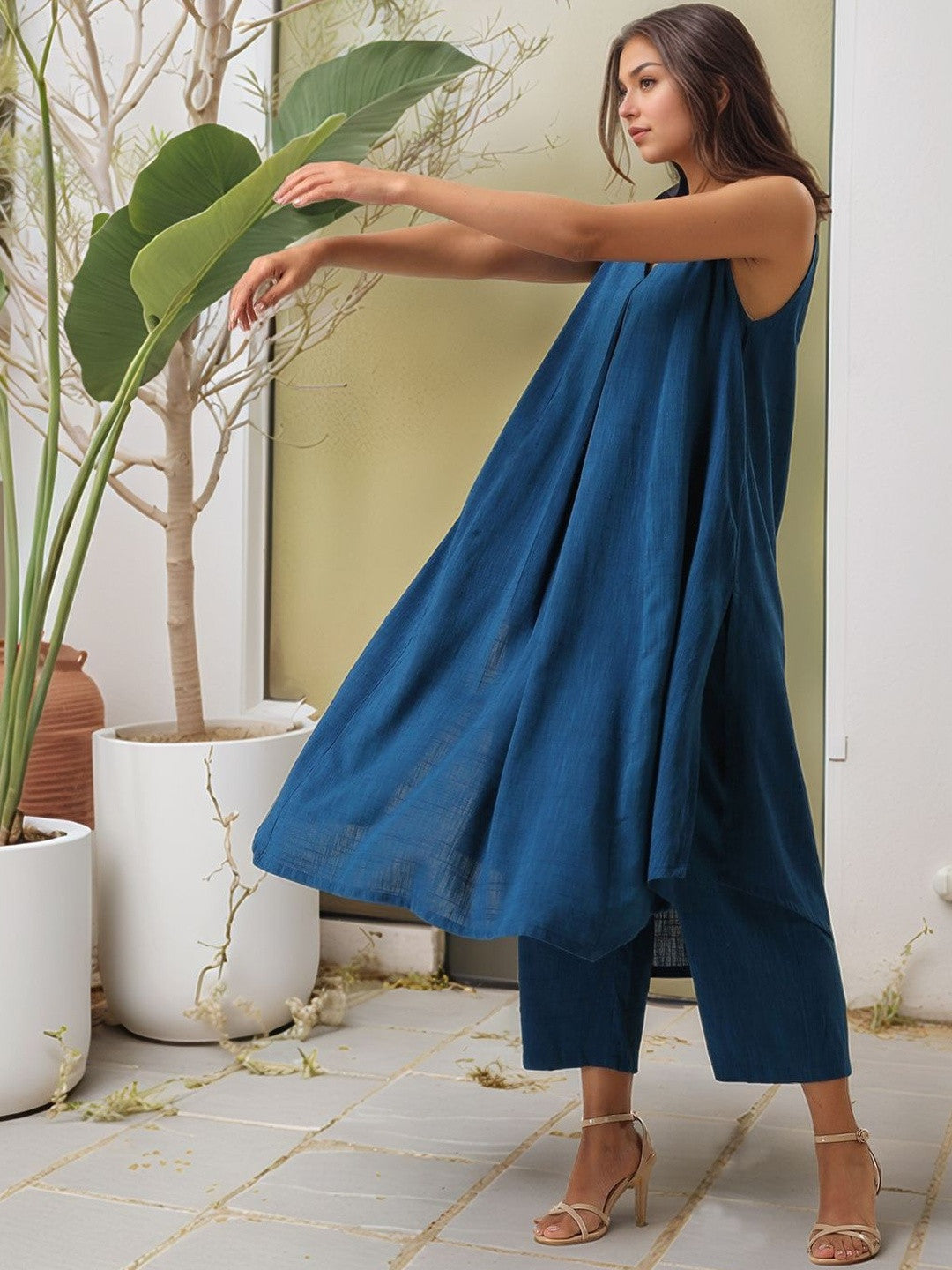 Women Tiered Kurta with Trousers