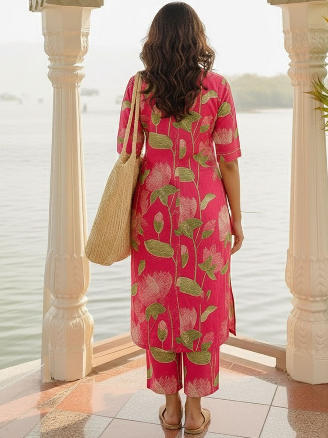 Women Floral Printed Regular Kurta with Trousers