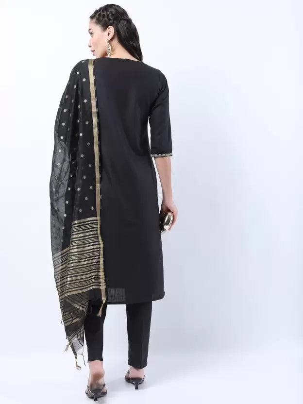 Women Cotton Blend Kurta Pant Dupatta Set