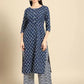 Women Blue & White Comfy Kurta and Palazzo Set