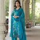 Women Blue Cotton Blend Kurta Pant Dupatta Set