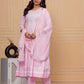 Women Pink Viscose Rayon Kurta Pant Dupatta Set