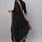 Women Black Solid Anarkali Kurta with Trousers & With Dupatta