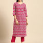 Women Pink Bandhani Printed Pure Cotton Kurta with Trousers