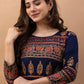 Blue Ethnic Motifs Maxi Maxi Dress