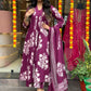 Floral Printed Pure Cotton Anarkali Kurta With Palazzos And Dupatta