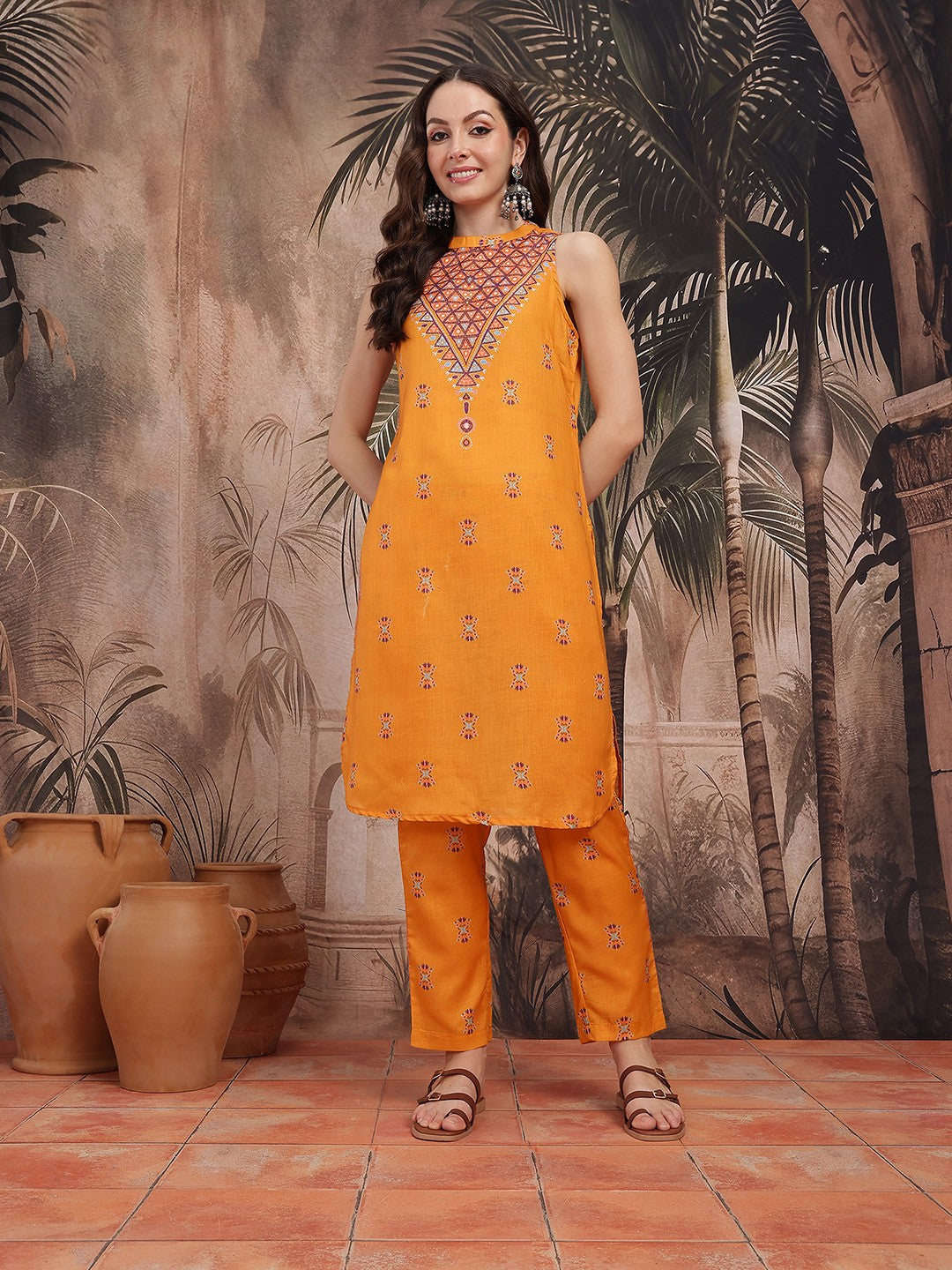 Ethnic Printed Regular Kurta with Trousers