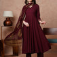 Women Maroon Cotton Rayon Kurti Pant Set