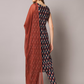 Floral Printed Round Neck Gotta Patti Straight Kurta With Trousers & Dupatta