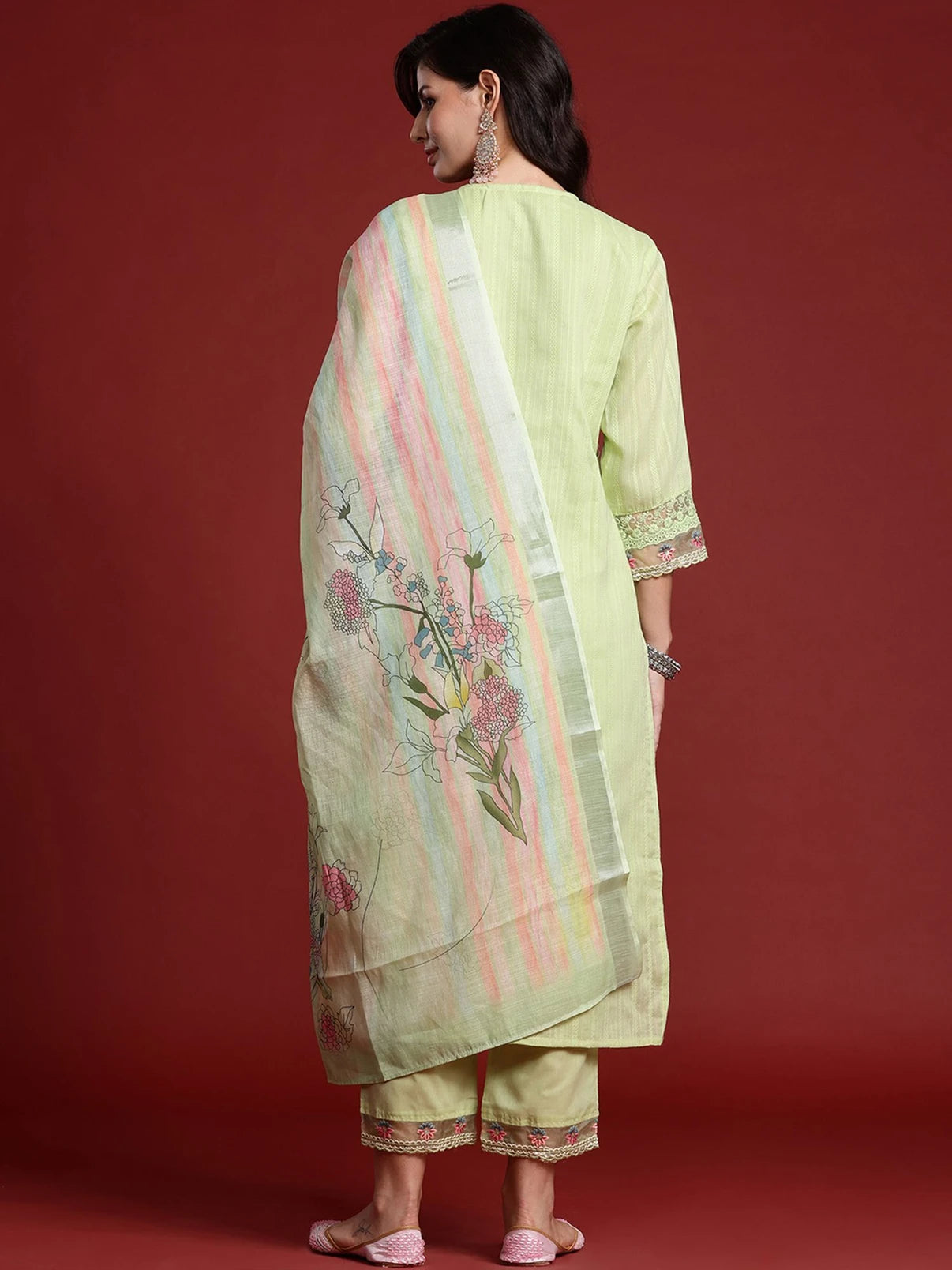 Women Pure Cotton Kurta Pant Dupatta Set