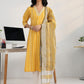 Women Striped Regular Thread Work Kurta with Trousers & With Dupatta