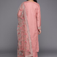 Women Peach-Coloured Floral Kurta with Trousers & Dupatta