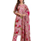 Women's Cotton Floral Printed Straight Kurta with Pant & Dupatta