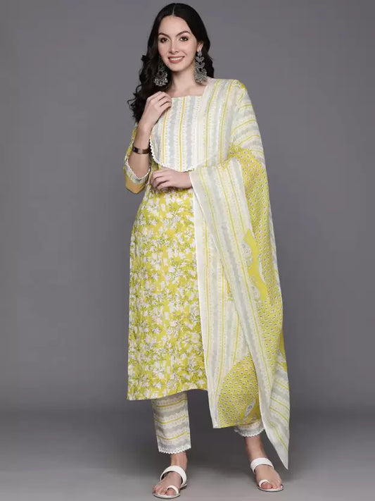 Women Viscose Rayon Kurta Pant Dupatta Set