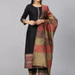 Women Black Cotton Silk Kurta Palazzo Dupatta Set