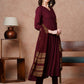 Women Maroon Cotton Rayon Kurti Pant Set