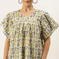 Casual Regular Sleeves Printed Women White-Yellow-Grey Top