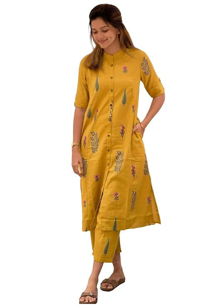 Women's Rayon Viscose A-Line Printed Kurta with Pant - Amy's Cart