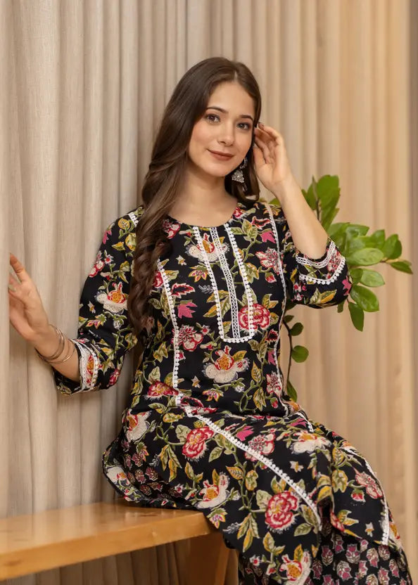 Women Pure Cotton Kurti Pant Set