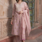 Mauve coloured Floral Printed Pure Cotton Kurta with Churidar & With Dupatta