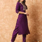 Women Purple Viscose Rayon Kurta Pant Dupatta Set