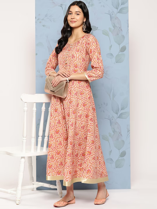 Floral Ethnic A-Line Maxi Ethnic Dress