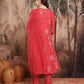 Floral Printed Sequinned & Thread Work Detail A-Line Kurta with Trousers & Dupatta - Amy's Cart