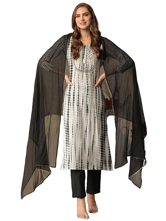 Abstract Printed Regular Kurta with Trousers & With Dupatta