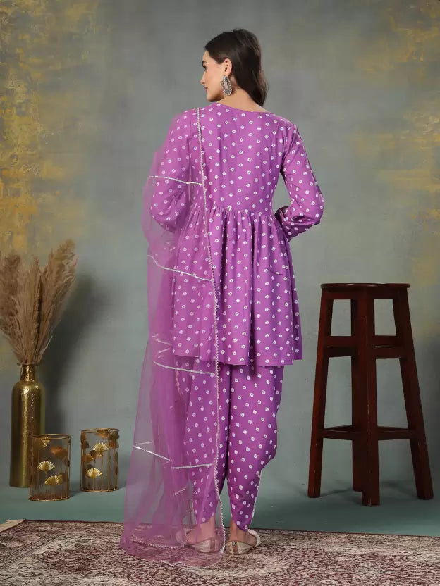 Women Viscose Rayon, Net Kurti Dhoti Pant Dupatta Set