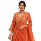 Women's Rayon Viscose Anarkali Embroidered Kurta with Pant & Dupatta