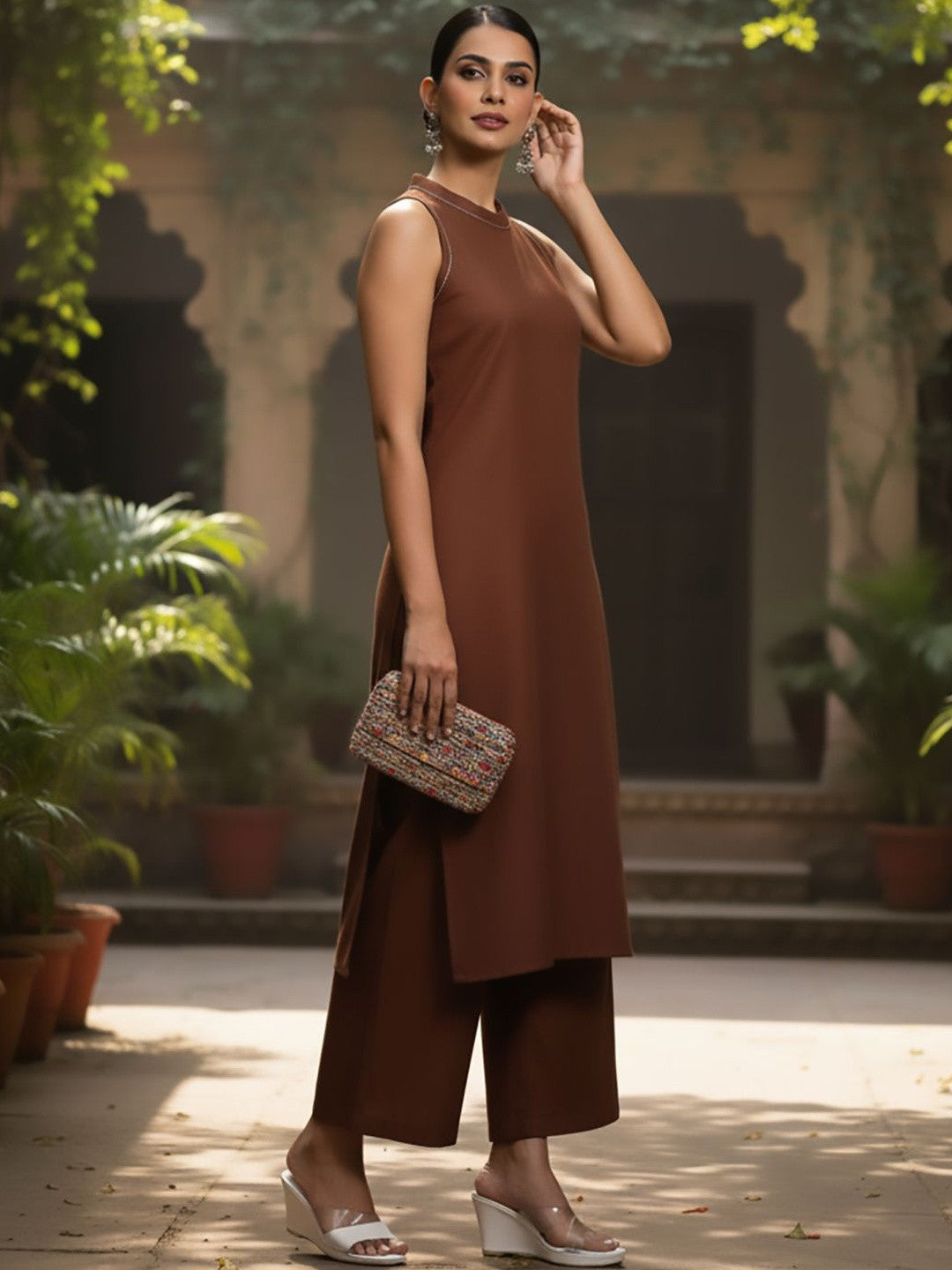 Women Regular Thread Work Kurta with Palazzos