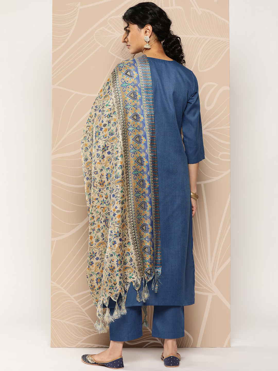 Women Embroidered Thread Work Kurta With Trousers & Dupatta