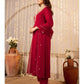 Women Embroidery Solid Anarkali Kurta and Pant Set with Dupatta