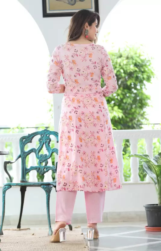 Women Pink Viscose Rayon Kurta Pant Dupatta Set