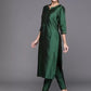 Women Green Cotton Blend Kurta Palazzo Set