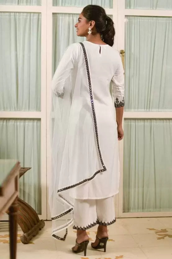 Embroidered Kurta Trouser Pant & Dupatta Set