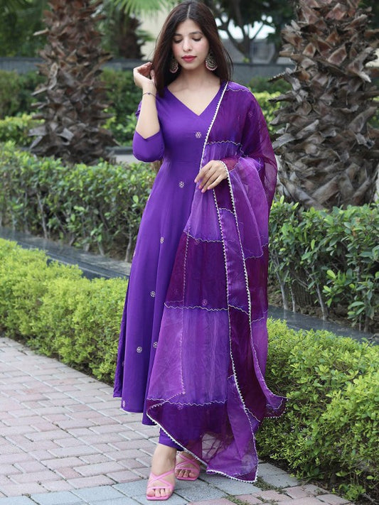 Ethnic Motifs Embroidered Kurta With Trousers & Dupatta