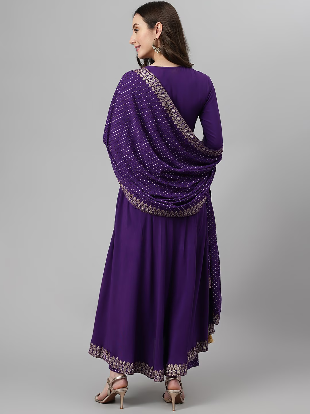 Ethnic Motifs Embroidered Sequined Kurta with Palazzos & Dupatta